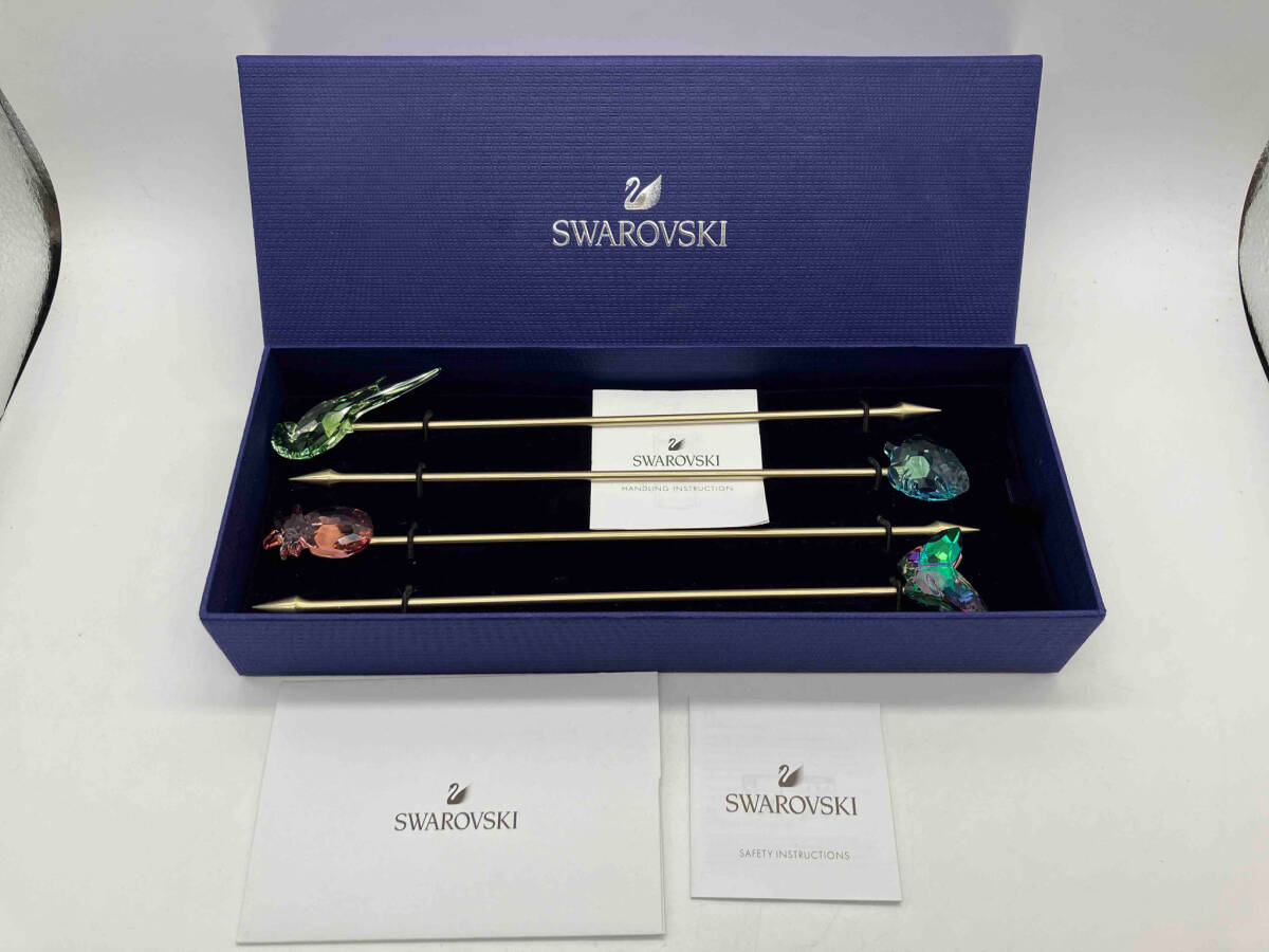 SWAROVSKI スワロフスキー Jungle Beats フルーツピック/マドラー 4本セット 箱付き