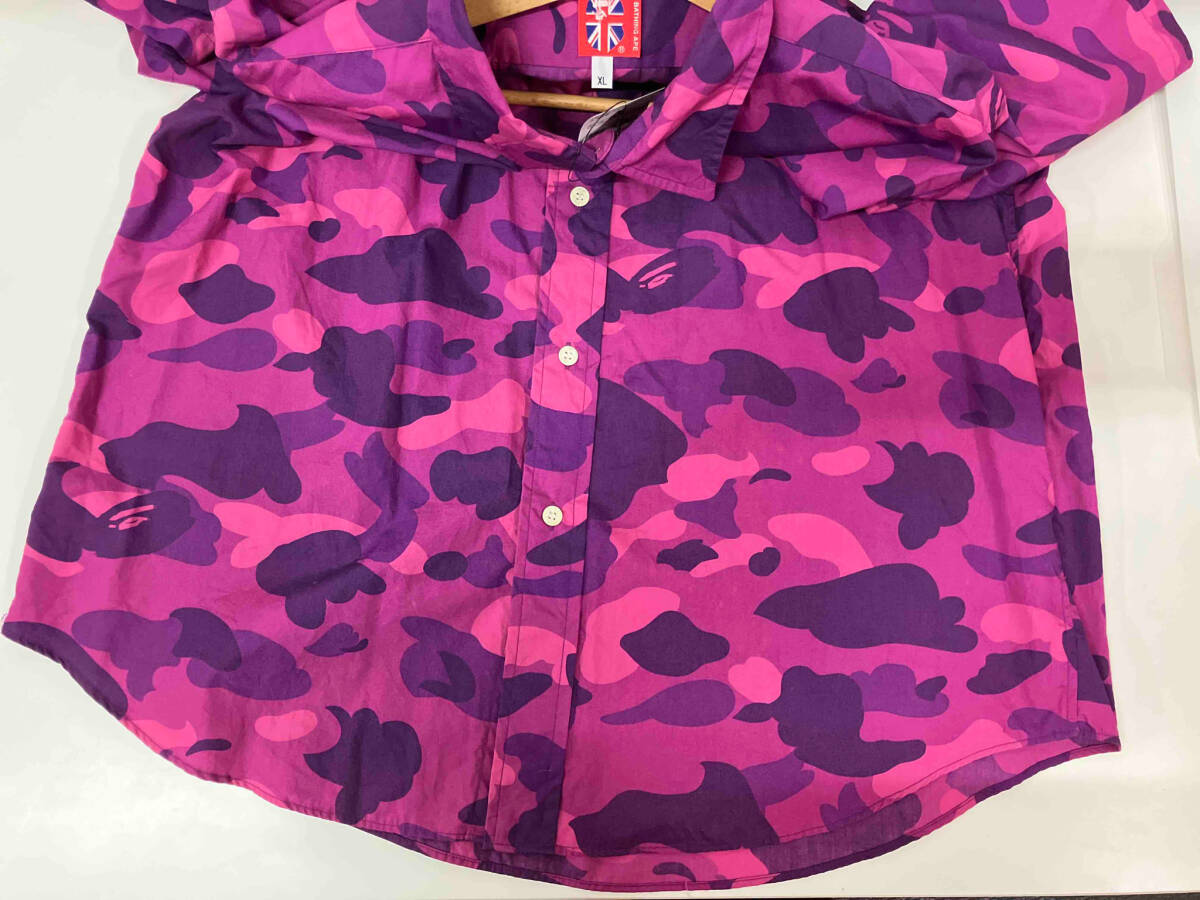 A BATHING APE アベイシングエイプ 紫カモ カラーカモ 日本製 半袖シャツ サイズXLの画像6