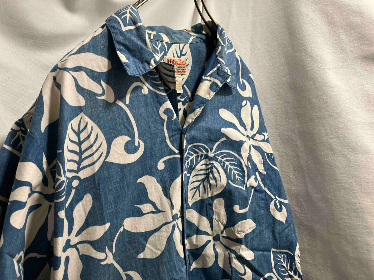 reyn spooner made in Hawaii Aloha Shirt ハワイ製アロハシャツ ライトブルー ホワイト SIZE M レイン スプーナーの画像3