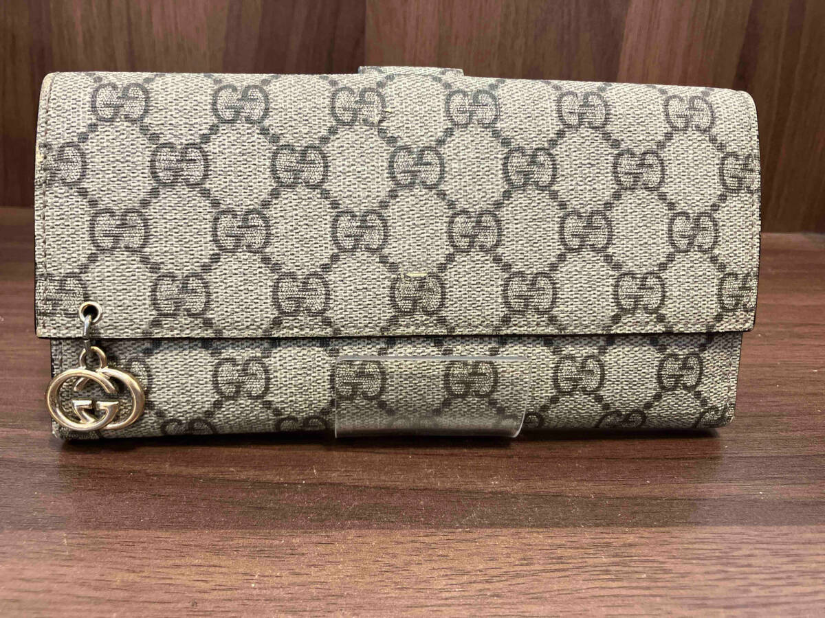 GUCCI グッチ 212104 0959 インプリメ インターロッキング Gチャーム Wホック ダブルホック 長財布 グレーの画像1