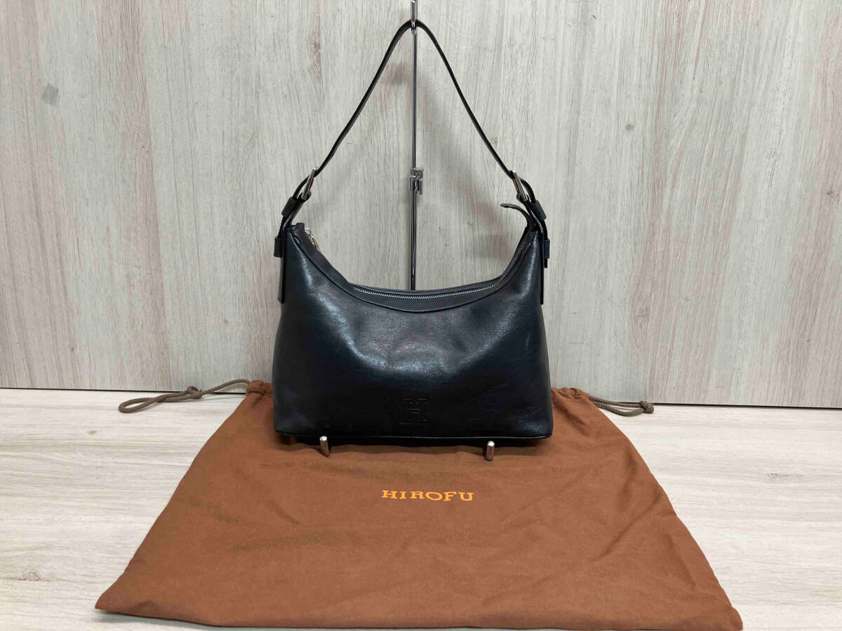 HIROFU Hirofu leather shoulder bag tote bag condition included ( use impression equipped ) leather made black group black series width approximately 30cm storage bag attaching 
