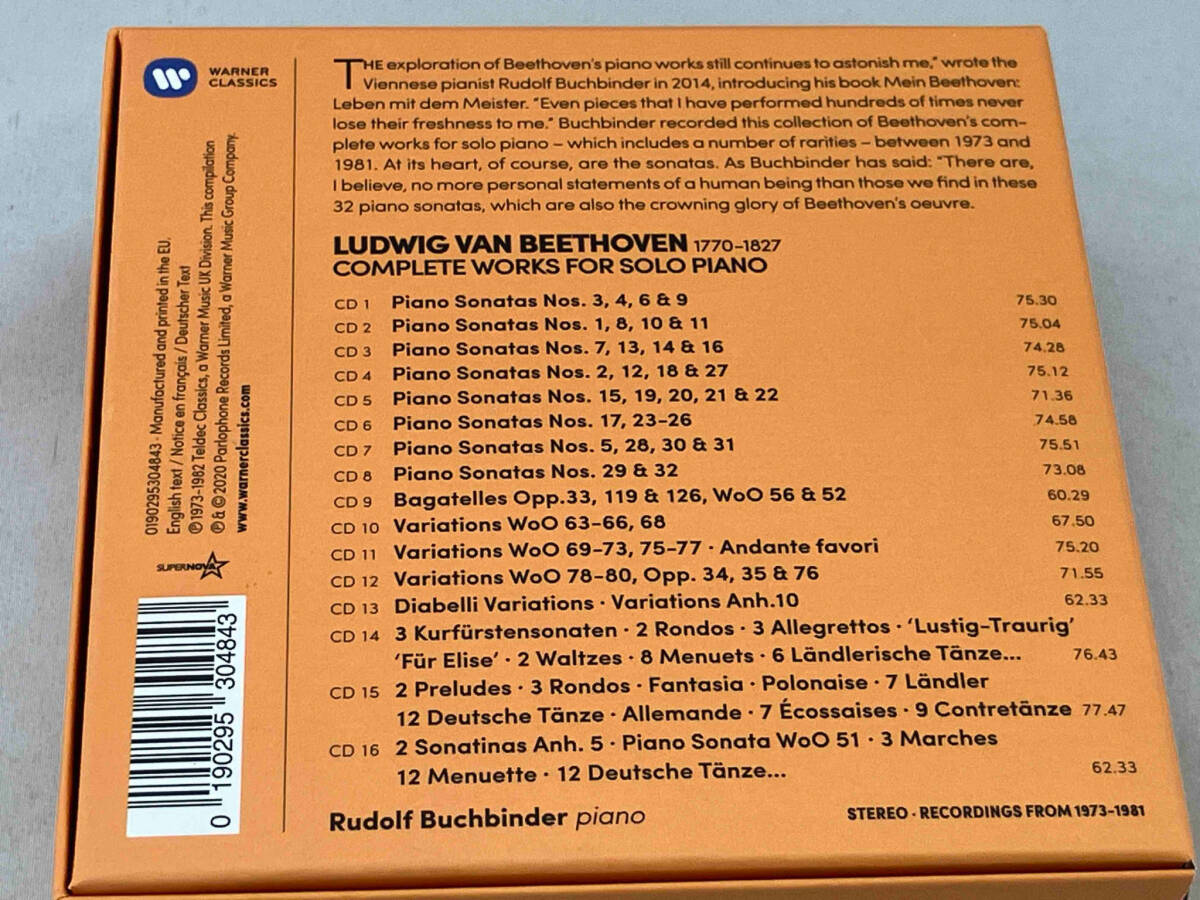 BEETHOVEN COMPLETE WORKS FOR SOLO PIANO RUDOLF BUCHBINDER （16CD）_画像2