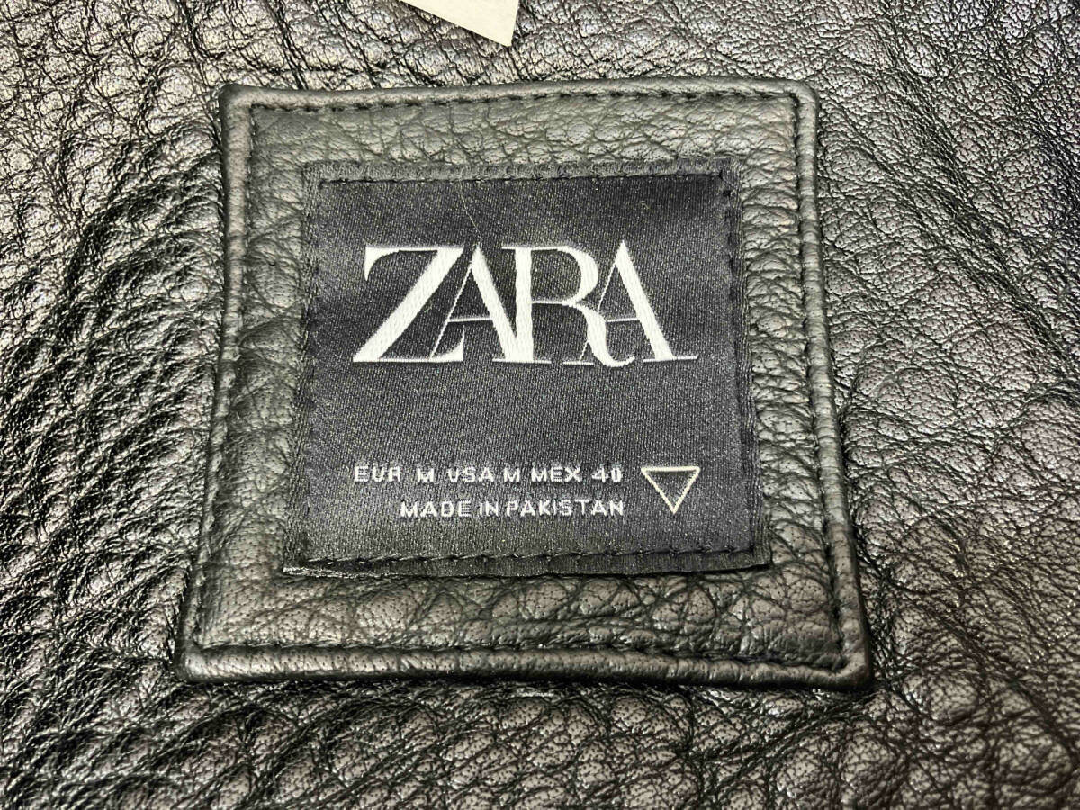 ZARA レザーボンバージャケット 水牛 スタジャン 表記サイズ M ブラック 店舗受取可_画像4