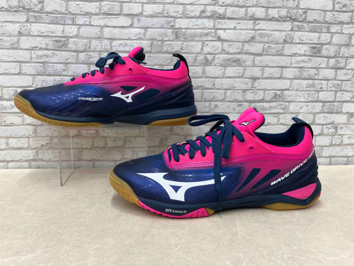 MIZUNO ミズノ WAVE DRIVE NEO ウエーブドライブネオ 卓球シューズ 81GA180014サイズ26.5cm ネイビー×ピンク SR touch インソール無しの画像2