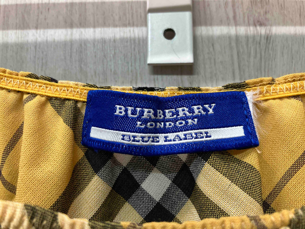 BURBERRY BLUE LABEL バーバリー ブルーレーベル ノースリーブワンピース サイズ40 イエロー 黄色 チェック柄 夏の画像3