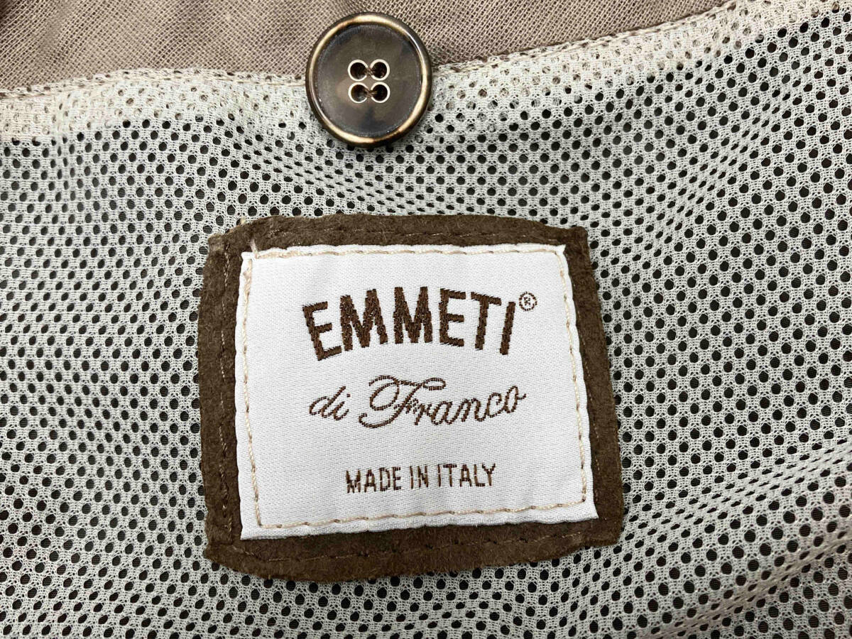 EMMETI エンメティ　レザー×ポリエステルジャケット　イタリア製　ヤギ革　フード付き　size４８　薄手ジャケット　オリーブ_画像4
