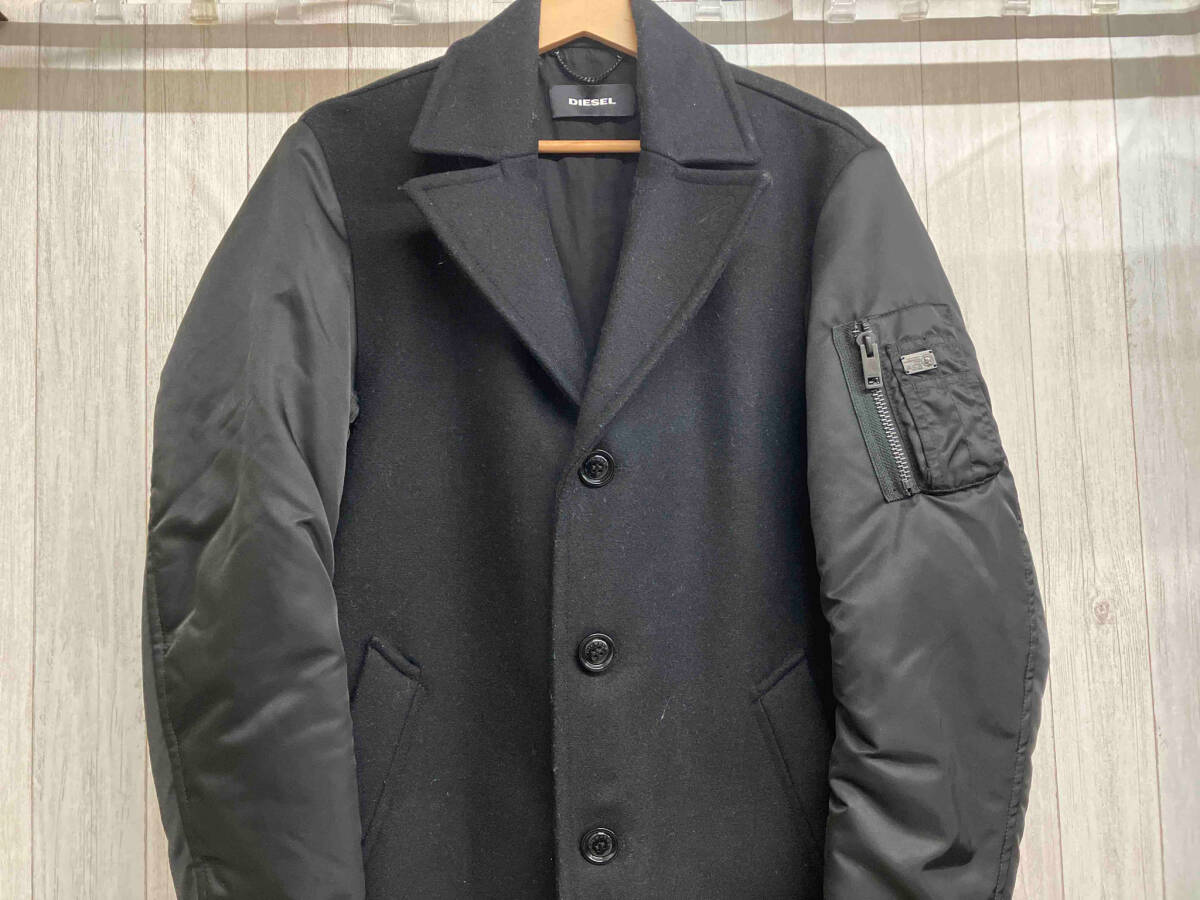 DIESEL ディーゼル ドッキングMA‐1 メルトンウールコート ブラック Sサイズ 袖切替