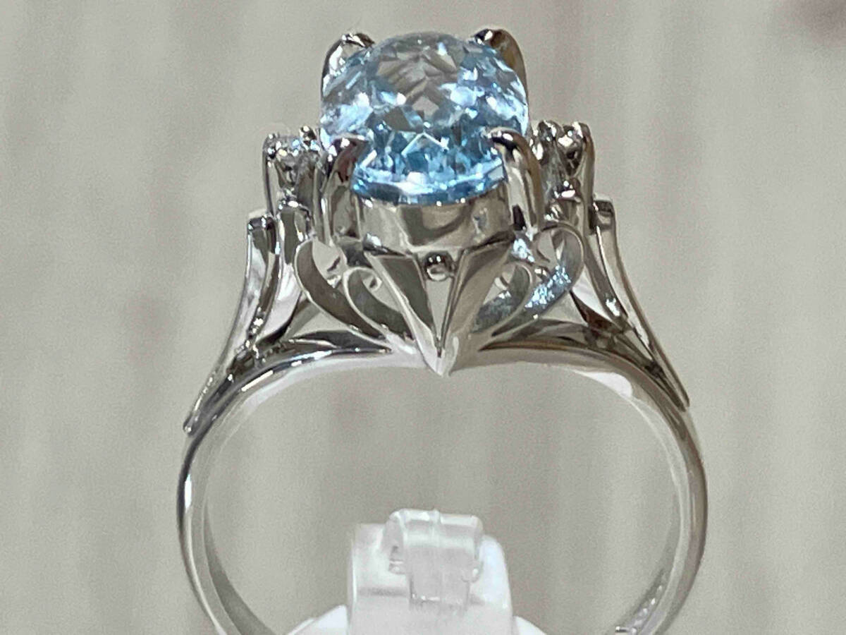 [so-ting attaching ]K14WG white gold natural aquamarine ring size approximately 12 number gross weight approximately 3.8g ring 