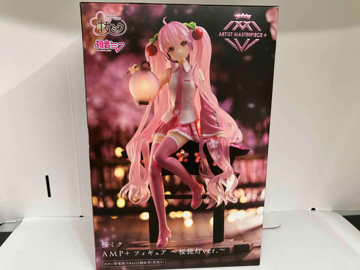 未開封品 タイトー 初音ミク 桜ミク ~桜提灯ver.~ (両目開け) AMP+ フィギュア ボーカロイド_画像1