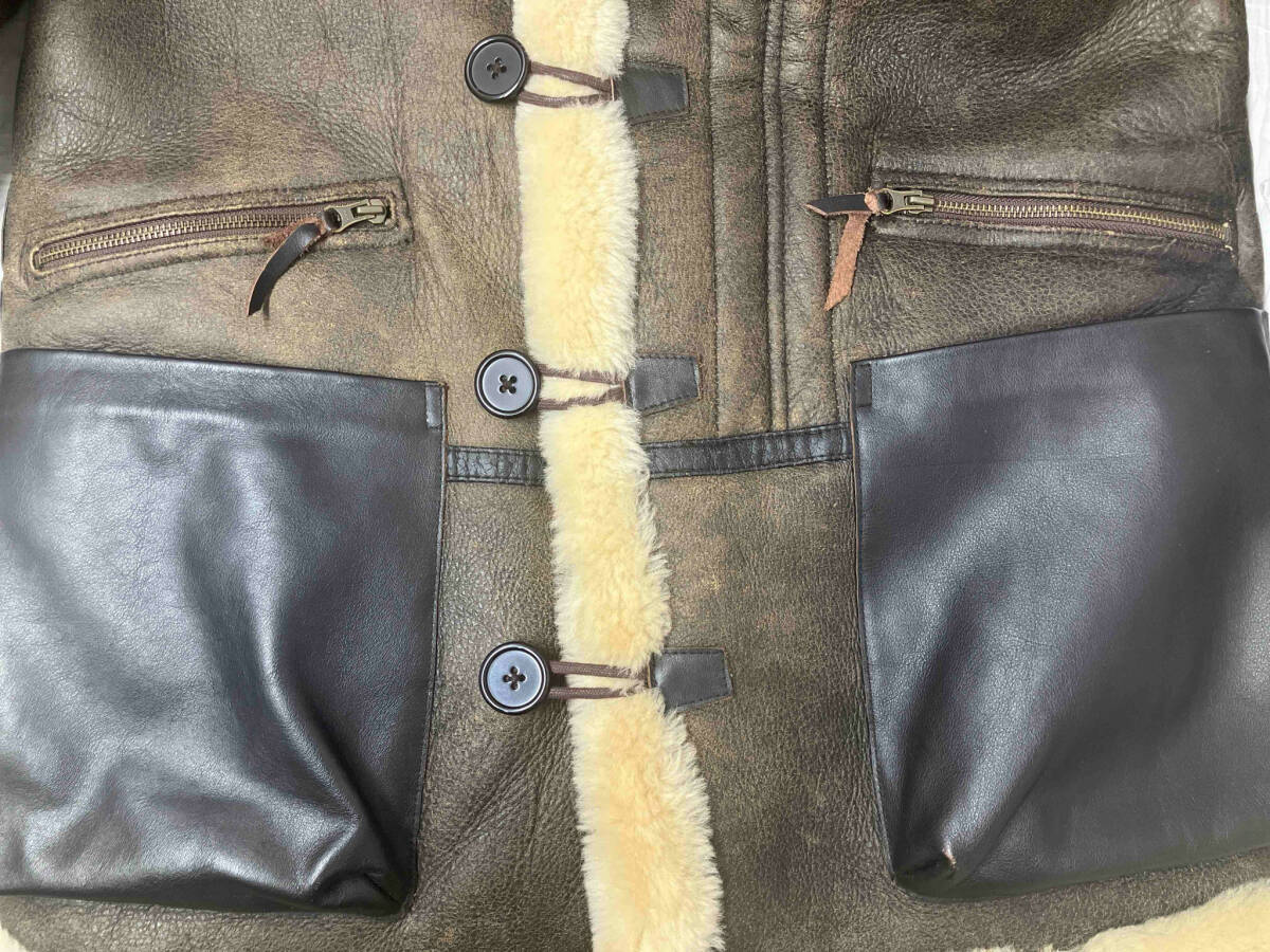 Freedom フリーダム B-3 ムートン 羊皮 フード付き ジャケット サイズ38 ブラウンの画像6
