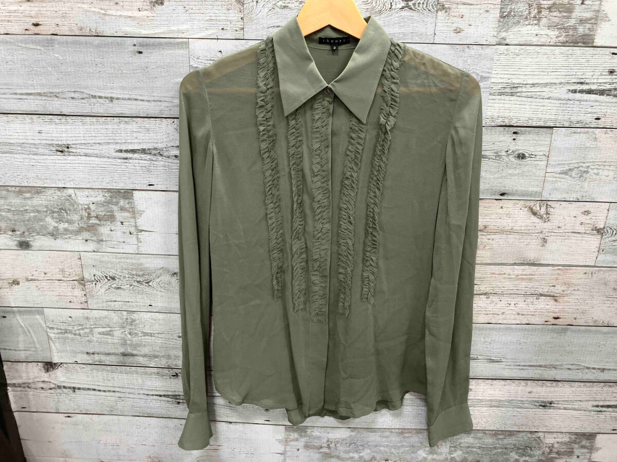 theory theory long sleeve shirt * blouse moss green 2 M size 353218