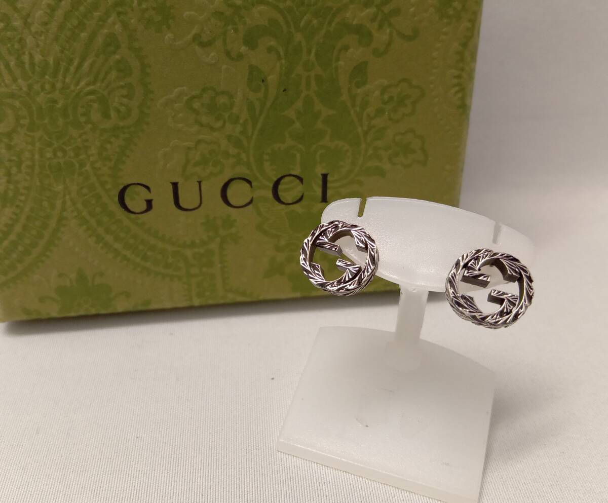 安価 SV グッチ GUCCI ピアス 2.9g インターロッキングG イヤリング、ピアス