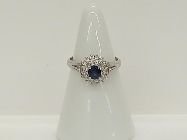 Pt900 ブルーサファイヤ ダイヤモンド 0.40ct 総5.1g 13号 #13 指輪 リング