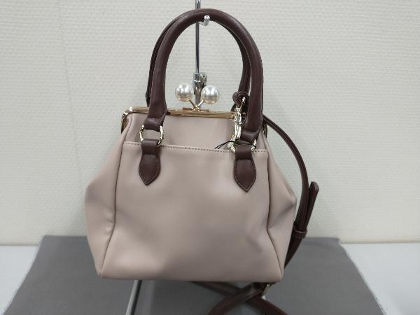 MARY QUANT マリー・クワント 221-814625-040-0／2WAY／がま口 ハンドバッグ ショルダーバッグ ピンク×ブラウン ショルダーストラップ付_画像2