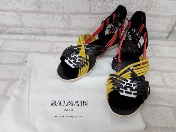 BALMAIN S5CPI010406 バルマン レザー フラットサンダル フラットシューズ マルチカラー レディース サイズ37_画像1