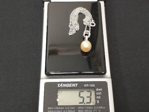 K18 18金 WG パールデザイン ペンダントネックレス ホワイトゴールド D0.05ct 5.3g 45.5cm 店舗受取可_画像8