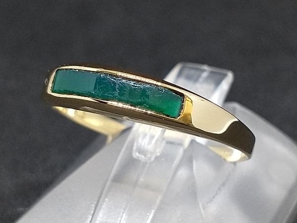 クリスマスツリー特価! 緑石 グリーン YG 18金 K18 デザイン 店舗受取可 #16 2.2g イエローゴールド 指輪 リング イエローゴールド