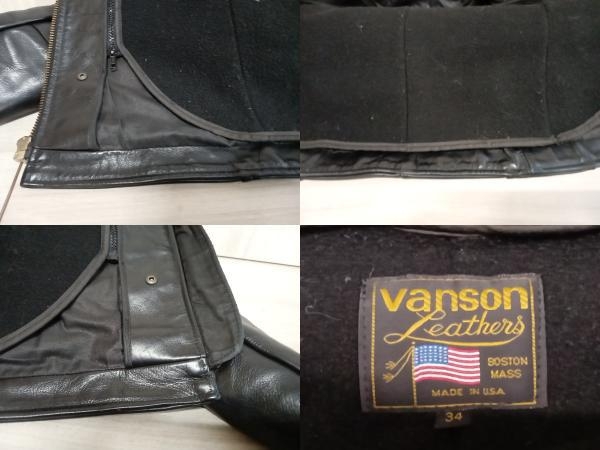 VANSON バンソン ライダースジャケット SIZE:34 ブラック ライナーあり_画像7