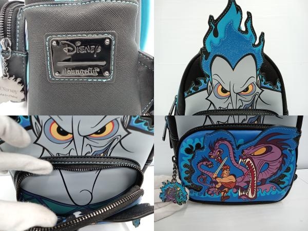 美品 Disney ディズニー Loungefly ラウンジフライ ミニ リュック ヘラクレス ハデス ブラック×ブルー レディース_画像7