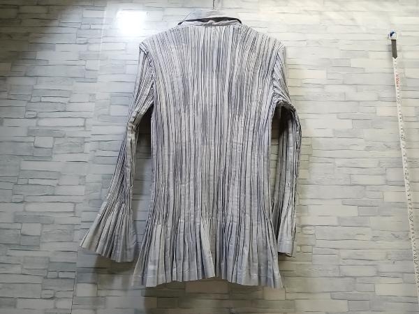 ISSEY MIYAKE/イッセイミヤケ/IM01FJ216/プリーツシャツ/プリーツ加工/グレー/右フロント・左袖シミ有り/Mサイズ_画像2