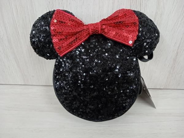 Disney ミニーマウス スパンコールショルダーバッグ ブラック×レッド_画像1