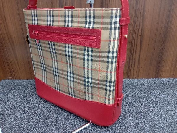 BURBERRY BURBERRY／バーバリー／ノバチェック柄／シャドーホース ワンショルダーバッグ／レッド／チャーム付属_画像4