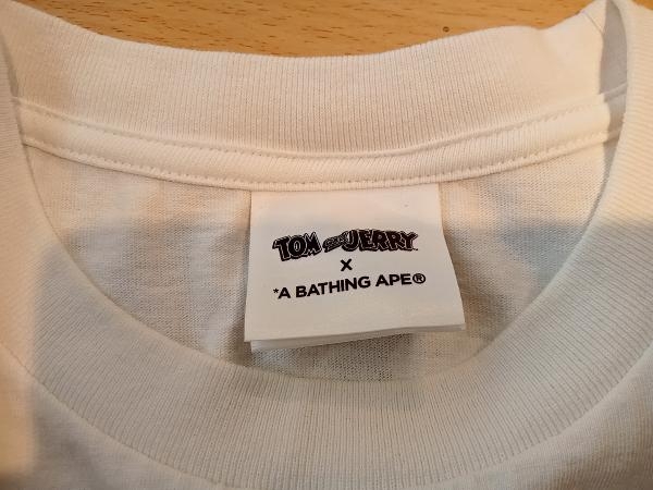 A BATHING APE アベイジングエイプ × トムとジェリー シミ汚れ有り 半袖Tシャツ メンズ Мサイズ TOM AND JERRY ホワイト 白_画像3