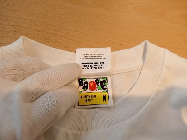 A BATHING APE アベイジングエイプ × トムとジェリー シミ汚れ有り 半袖Tシャツ メンズ Мサイズ TOM AND JERRY ホワイト 白_画像4