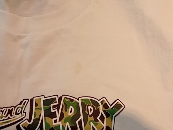 A BATHING APE アベイジングエイプ × トムとジェリー シミ汚れ有り 半袖Tシャツ メンズ Мサイズ TOM AND JERRY ホワイト 白_画像6
