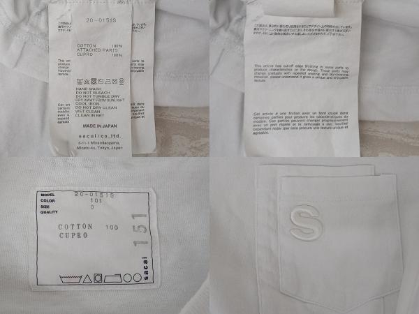 sacai 20AW S Embroidery T-shirt 20-0151S サカイ ホワイト サイズ0 レディース 半袖Tシャツ ポケットTシャツ ワンポイント 刺繍_画像5