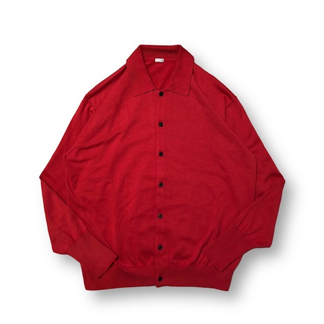 A.PRESSE Cotton Knit Polo Collar Cardigan カーディガン サイズ:3 レッド 赤 アプレッセ 店舗受取可の画像1