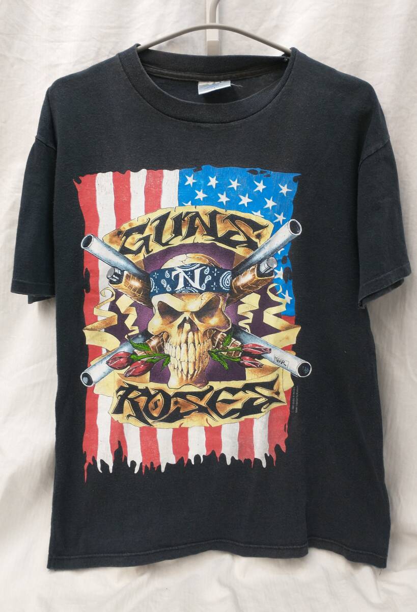 [90s] GUNS N ROSES 1991 92 TOUR TEE SHIRT BROCKUM ガンズ アンド ローゼス ツアー プリント Tシャツ L バンド バンT 黒 店舗受取可_画像1