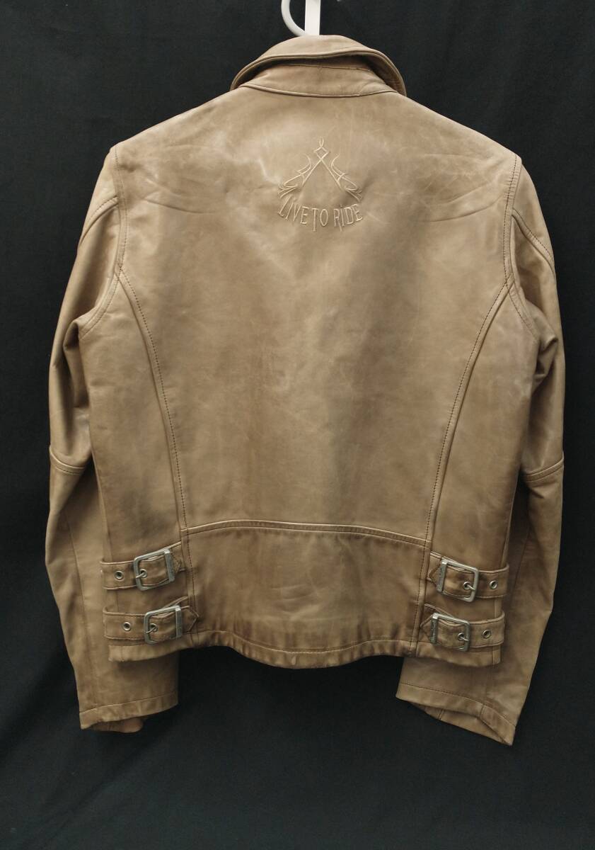 [90s] HARLEY DAVIDSON VINTAGE COW LETHER JACKET ハーレーダビッドソン 牛革 カウレザー ライダース ジャケット M ベージュ 店舗受取可_画像2