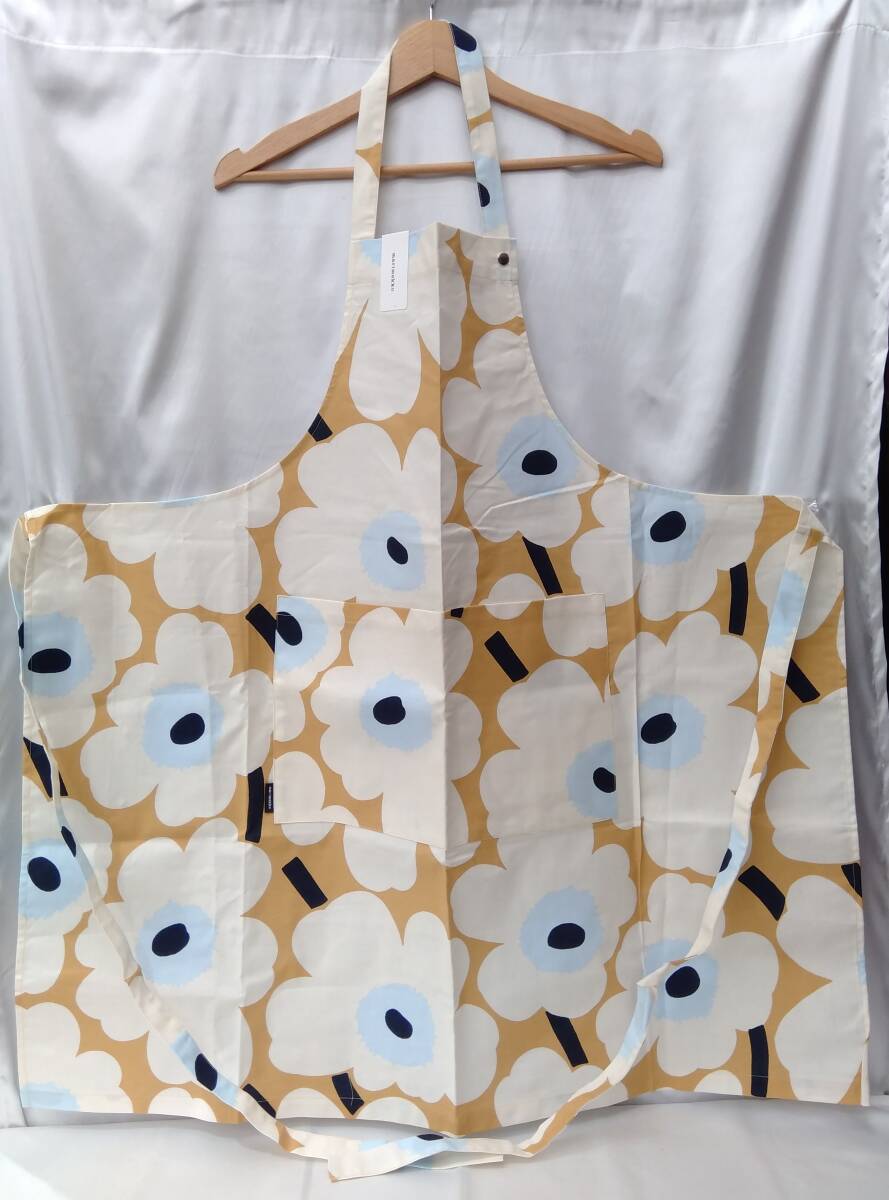  beautiful goods unused marimekko Marimekko apron Pieni Unikko sea urchin ko beige × eggshell white × blue 