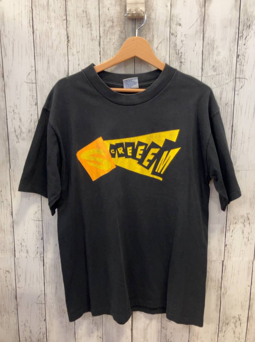 ALL SPORTS オール スポーツ USA製 シングルステッチ SCREEEM STAFF バッグプリント 90s 半袖Tシャツ コットン ブラック サイズL_画像1