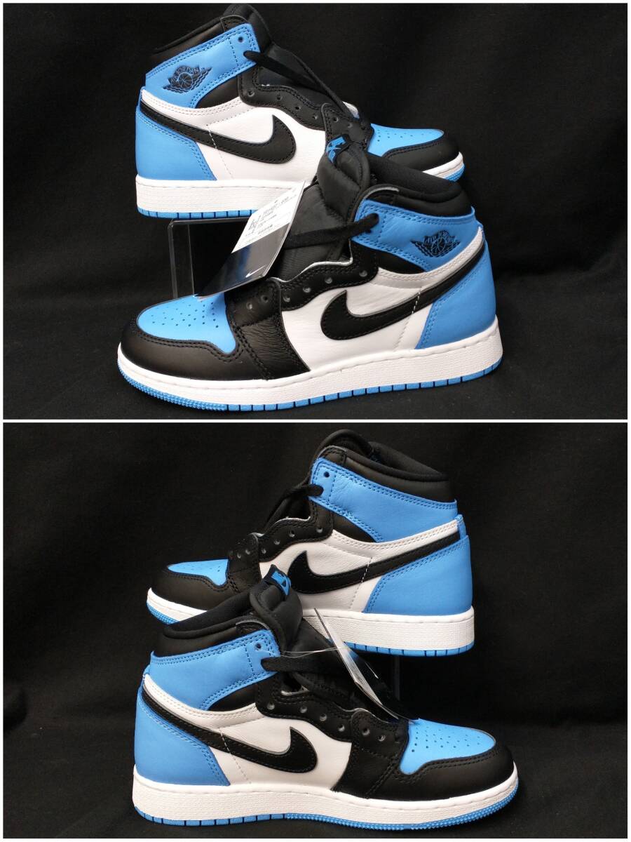 [黒タグ付・未使用] NIKE GS AIR JORDAN 1 RETRO HIGH OG AJ1 UNC TOE ガールズ ジョーダン つま黒 23cm 水色 FD1437-400 店舗受取可