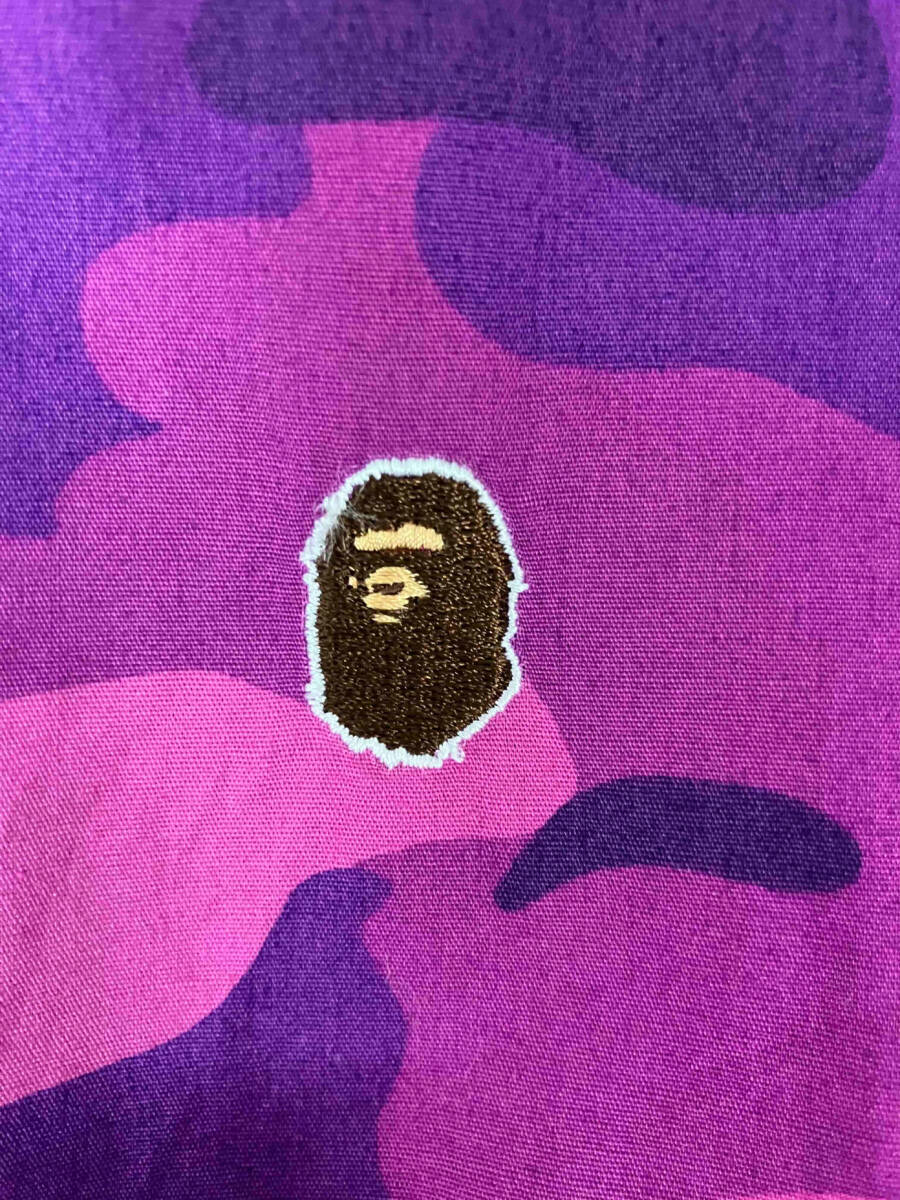 A BATHING APE アベイシングエイプ 紫カモ カラーカモ 日本製 半袖シャツ サイズXLの画像4