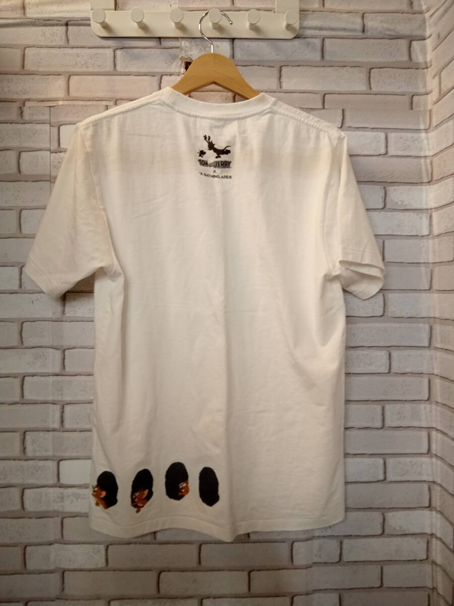 A BATHING APE アベイジングエイプ × トムとジェリー シミ汚れ有り 半袖Tシャツ メンズ Мサイズ TOM AND JERRY ホワイト 白_画像2