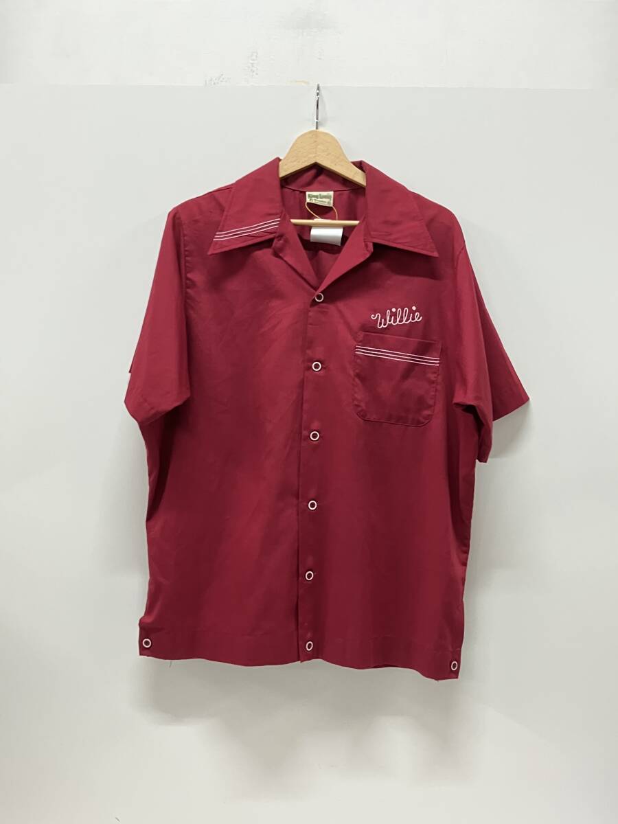 KING LOUIE キングルイ 70s ボーリングシャツ 半袖シャツ アメリカ製 深紅色 サイズML_画像1