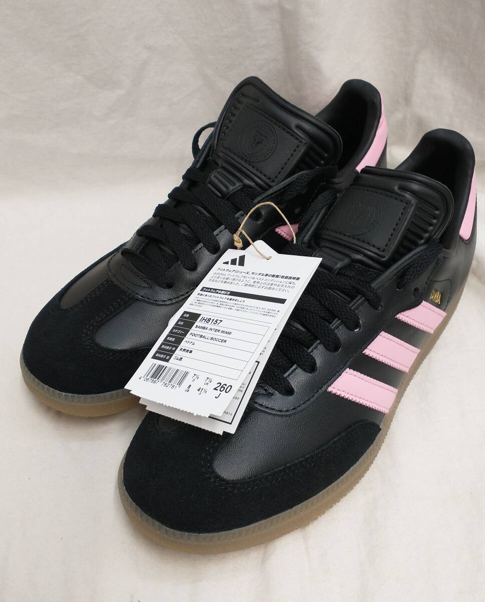 [タグ付・未使用] adidas SAMBA INTEL MIAMI BLACK PINK アディダス インテル マイアミ サンバ 26cm 黒 ブラック ピンク IF5661 店舗受取可_画像2