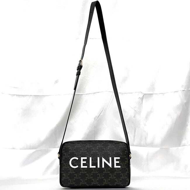セリーヌ ショルダーバッグ ミディアム メッセンジャー ブラック トリオンフ f-20143 美品 斜め掛け PVC_画像2