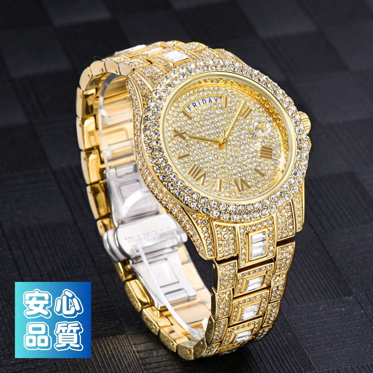 ダイヤモンド　プラチナ　高級腕時計 オマージュ ゴールドダイヤ ロレックス デイデイト メンズ　高級 ジュエリー　ピンクゴールド　B7_画像9