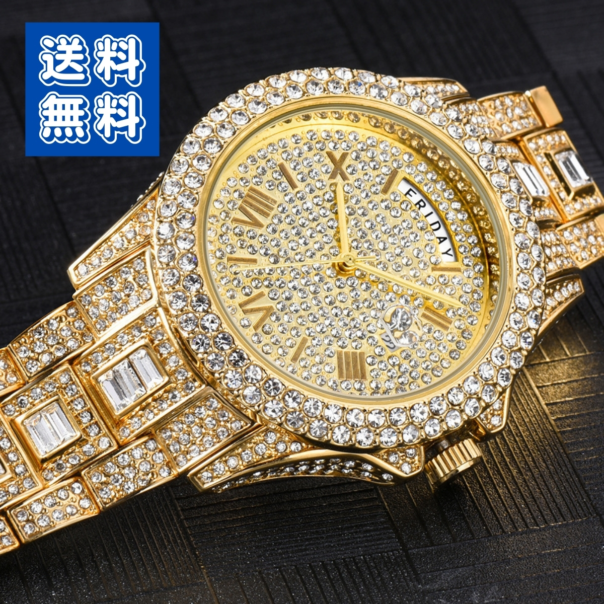 ダイヤモンド　プラチナ　高級腕時計 オマージュ ゴールドダイヤ ロレックス デイデイト メンズ　高級 ジュエリー　ピンクゴールド　B7_画像10
