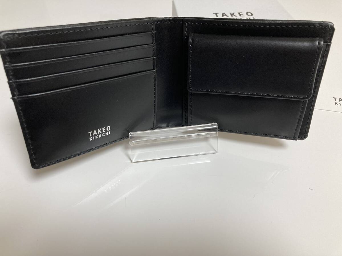 TAKEO KIKUCHI タケオキクチ 牛革 レザー二つ折り財布 341019 クロ 正規品★新品_画像4