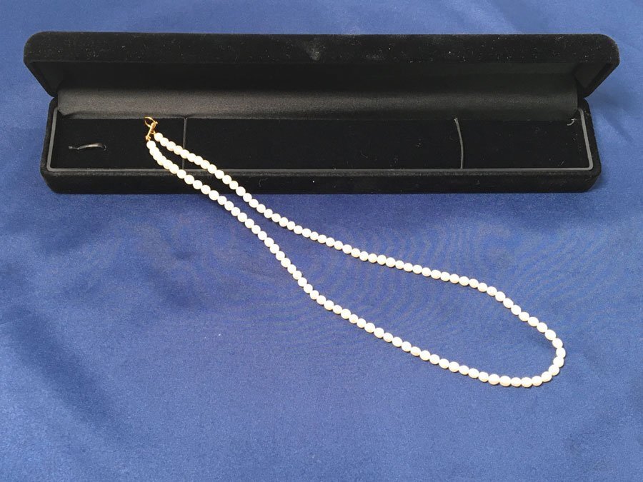 TASAKI 田崎真珠 タサキ 本真珠 ベビーパール パール ネックレス 約3.2cm～約3.6mm 約42cm セミバロック ホワイト系 留め具 K18 刻印の画像1