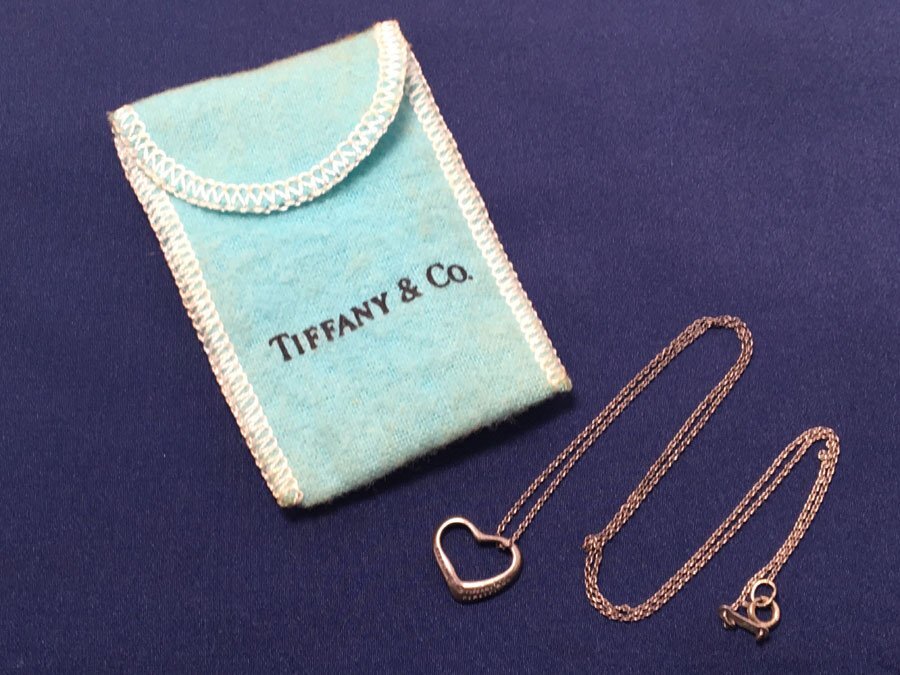 TIFFANY&CO. ティファニー エルサ・ペレッティ オープン ハート ネックレス 留具 PERETTI刻印 シルバー925 1.9g 保存袋付の画像1