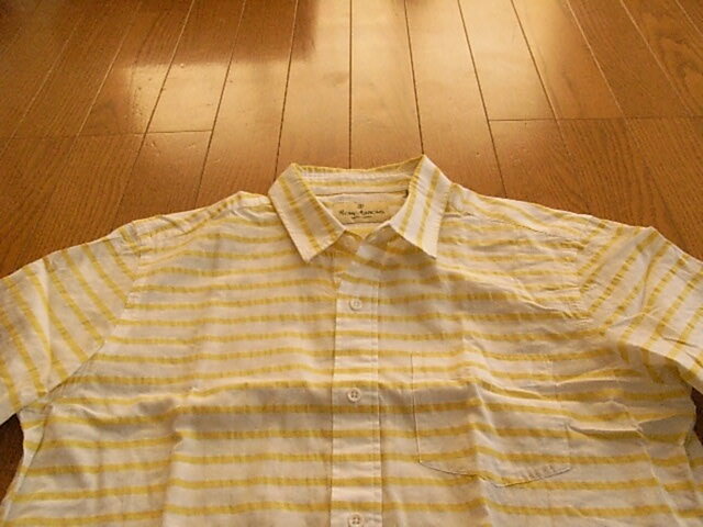 ユナイテッドアローズ　かっこいい半袖ドレスシャツ　イエロー＆ホワイト　ストライプ　サイズS_画像4