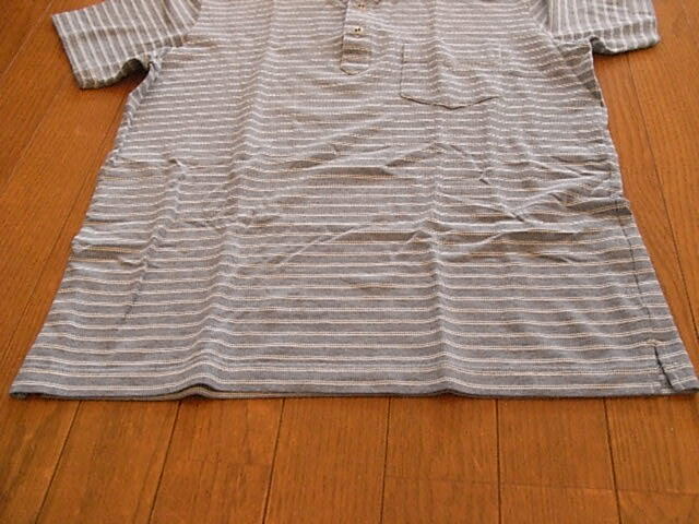 パッゾ　コレクション　かっこいい半袖ポロシャツ　ネイビー系　ストライプ　サイズM