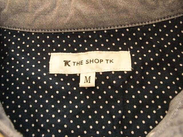 THE SHOP TK（タケオキクチ）かっこいい長袖ドレスシャツ　デニム風ネイビー　サイズM