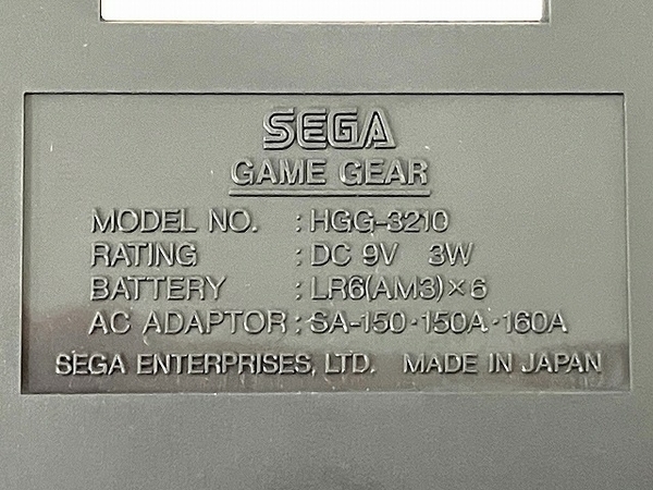 【動作保証】SEGA GAME GEAR 本体 HGG-3210 セガ ゲームギア 通電確認済み ジャンク O8707015の画像6